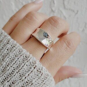 Concave Ring - Solid Sterling Silver Ring - 925 Stamped, Boho Chic, Bali,